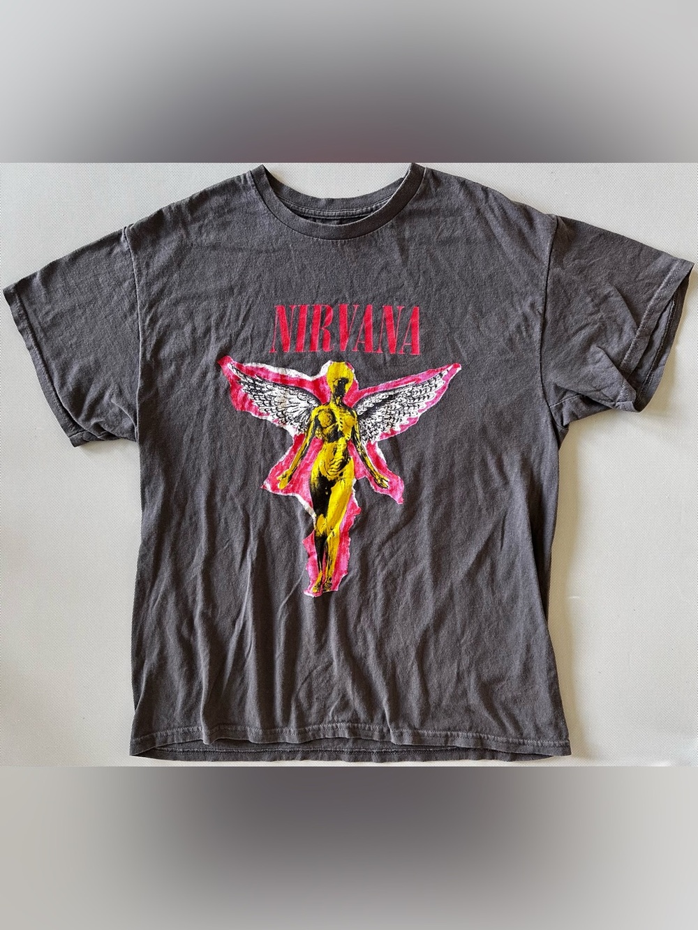 Nirvana In Utero Angel Graphic Band T Shirt Men’s L Gray Red